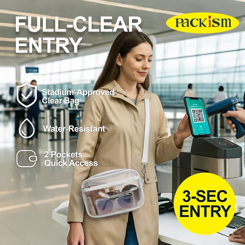 Packism حقيبة شفافة لفعاليات الملعب - حقائب شفافة للنساء لحقيبة كروس بودي لحفلات الموسيقى يوم المباراة، الرياضة، المهرجان - Image 3